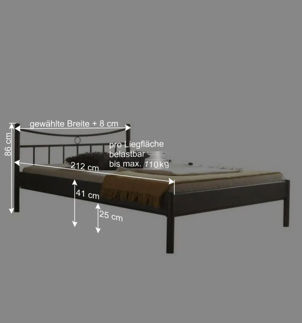 Wohnen Betten<Bett Regina aus Metall