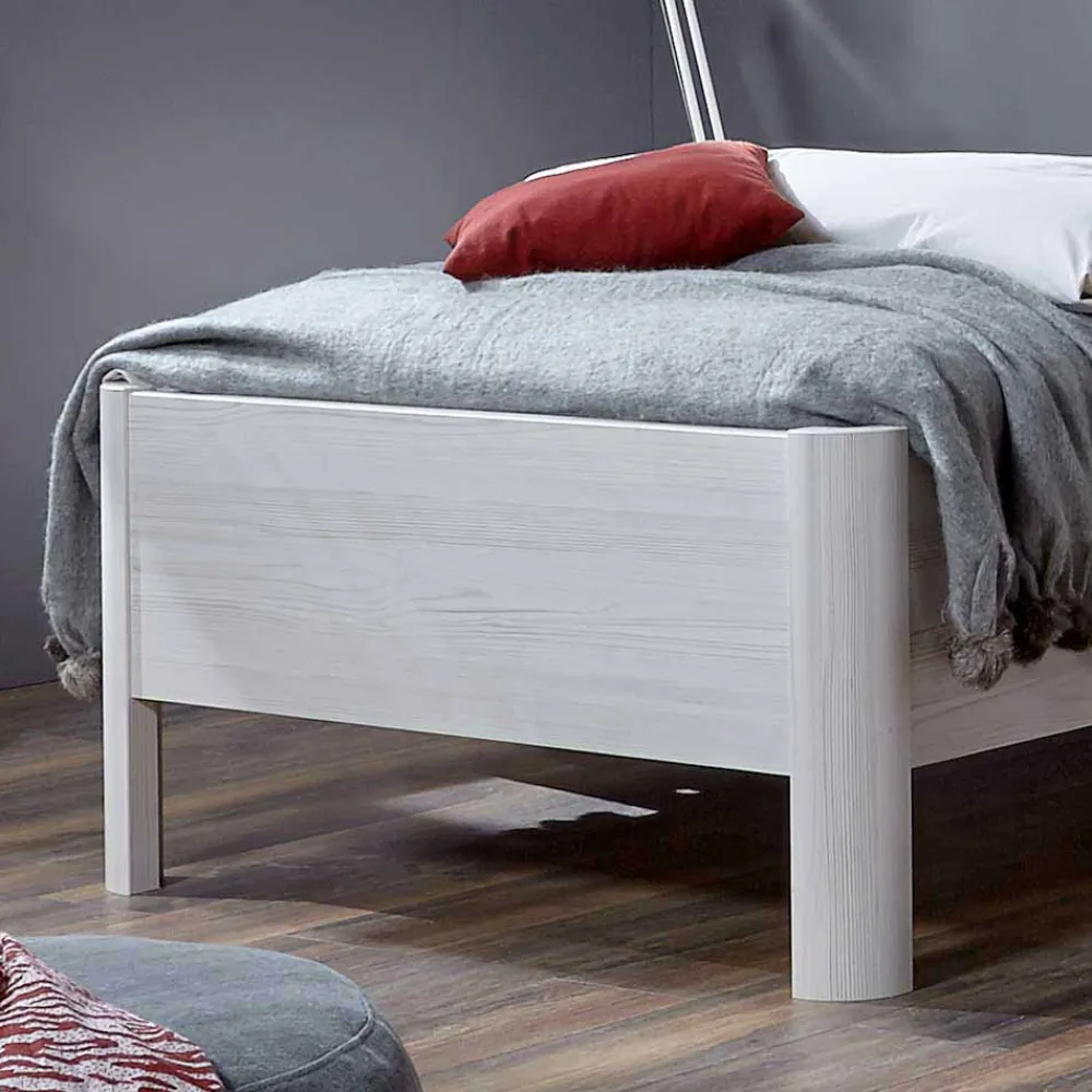 Wohnen Betten<Bett und Nachtschrank Arneta in Weiß (zweiteilig)