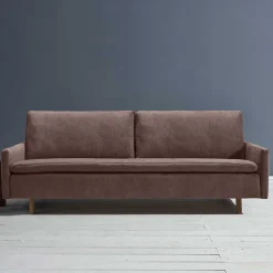 Wohnen Sofas<Bettcouch in Dunkelbraun mit Eiche - Conpact