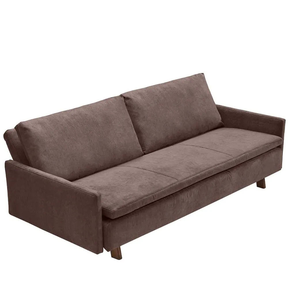 Wohnen Sofas<Bettcouch in Dunkelbraun mit Eiche - Conpact