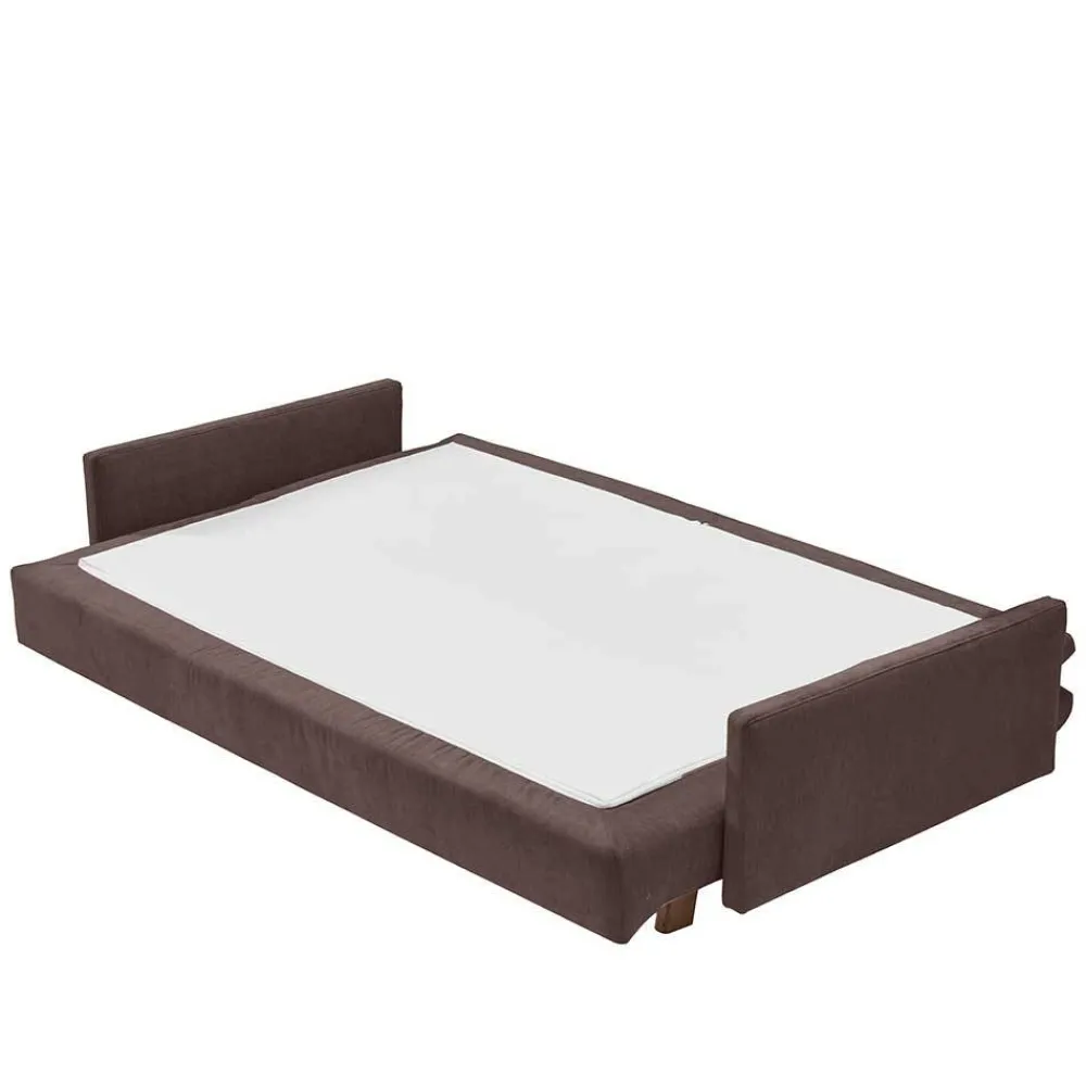 Wohnen Sofas<Bettcouch in Dunkelbraun mit Eiche - Conpact