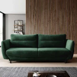 Wohnen Sofas<Bettcouch in Dunkelgrün Samtbezug - Major