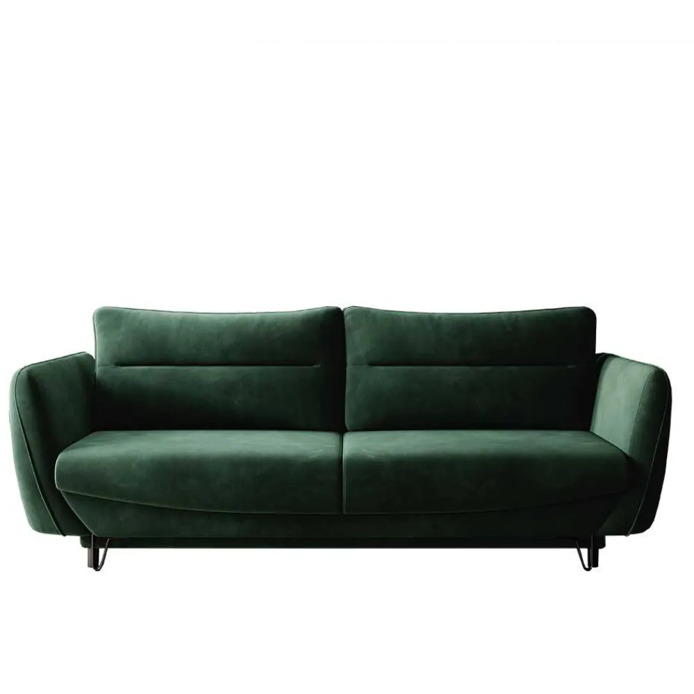 Wohnen Sofas<Bettcouch in Dunkelgrün Samtbezug - Major