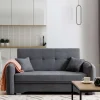 Wohnen Sofas<Bettcouch mit Federkern aus Velours Dunkelgrau - Lictona