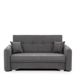 Wohnen Sofas<Bettcouch mit Federkern aus Velours Dunkelgrau - Lictona