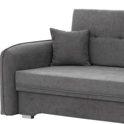 Wohnen Sofas<Bettcouch mit Federkern aus Velours Dunkelgrau - Lictona