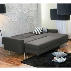 Wohnen Sofas<Bettfunktion Ecksofa in Anthrazit mit Chrom - Heavy (zweiteilig)