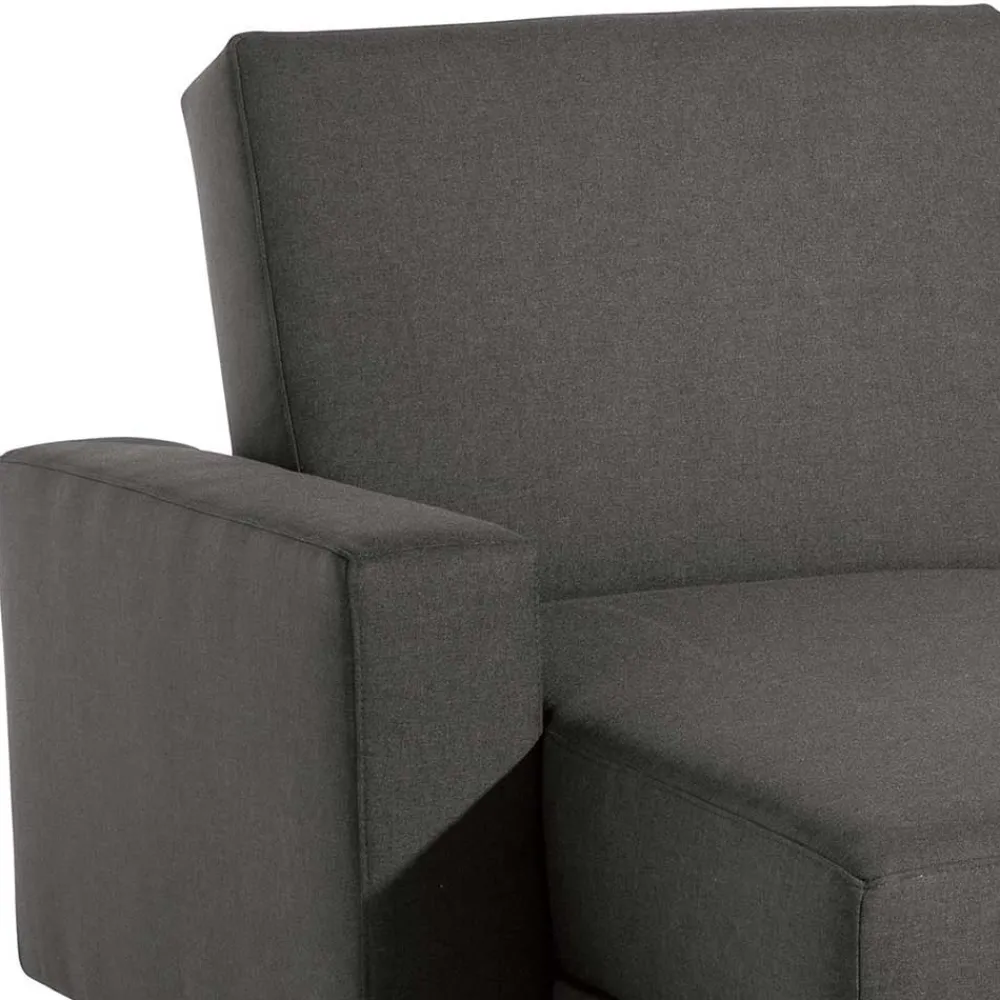 Wohnen Sofas<Bettfunktion Ecksofa in Anthrazit mit Chrom - Heavy (zweiteilig)