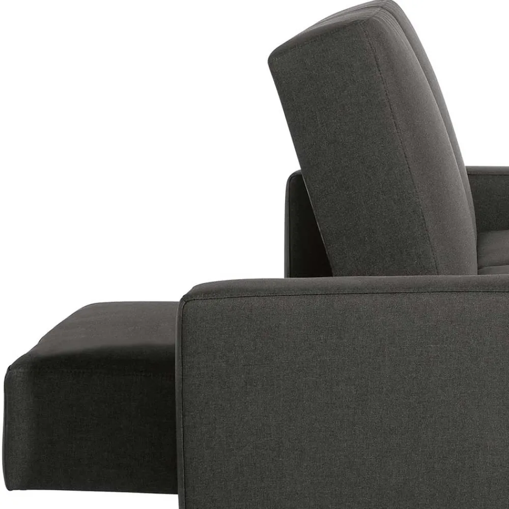 Wohnen Sofas<Bettfunktion Ecksofa in Anthrazit mit Chrom - Heavy (zweiteilig)