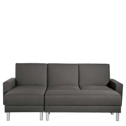 Wohnen Sofas<Bettfunktion Ecksofa in Anthrazit mit Chrom - Heavy (zweiteilig)