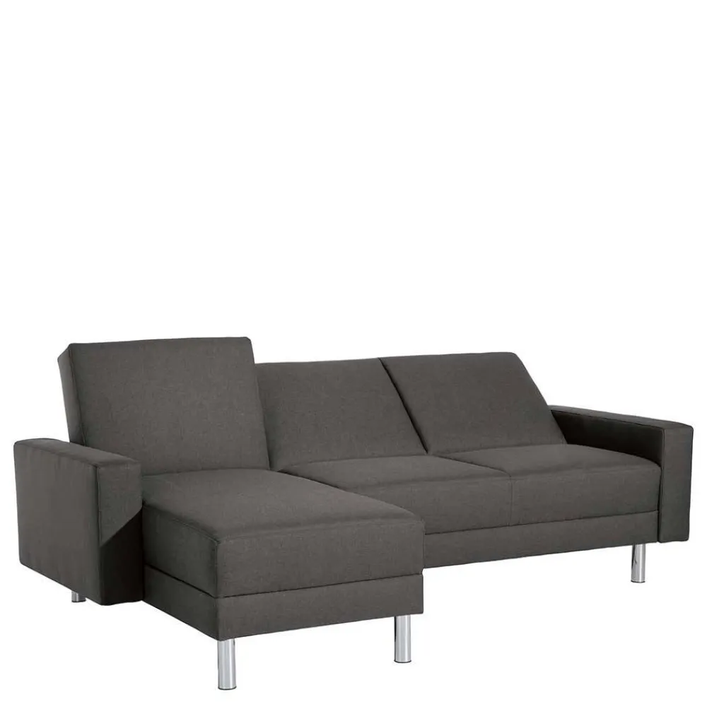 Wohnen Sofas<Bettfunktion Ecksofa in Anthrazit mit Chrom - Heavy (zweiteilig)