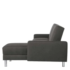 Wohnen Sofas<Bettfunktion Ecksofa in Anthrazit mit Chrom - Heavy (zweiteilig)