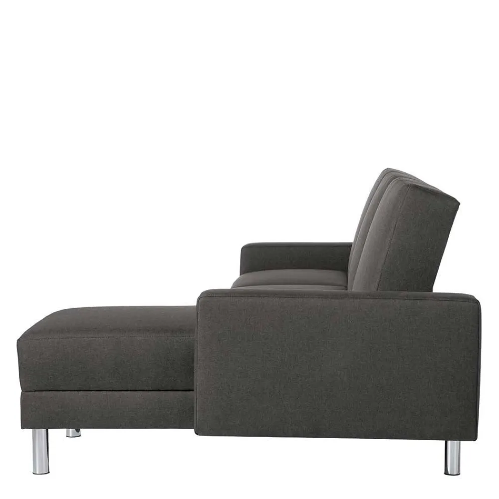 Wohnen Sofas<Bettfunktion Ecksofa in Anthrazit mit Chrom - Heavy (zweiteilig)