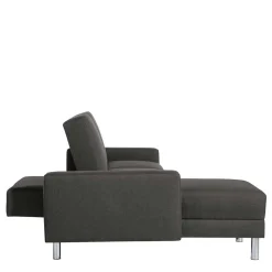 Wohnen Sofas<Bettfunktion Ecksofa in Anthrazit mit Chrom - Heavy (zweiteilig)