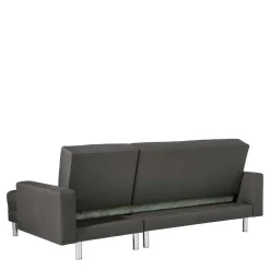 Wohnen Sofas<Bettfunktion Ecksofa in Anthrazit mit Chrom - Heavy (zweiteilig)