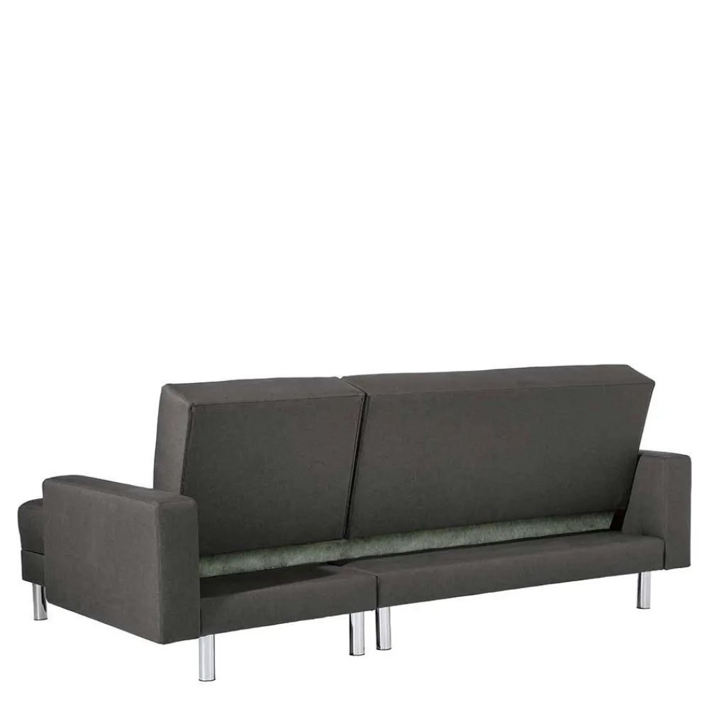 Wohnen Sofas<Bettfunktion Ecksofa in Anthrazit mit Chrom - Heavy (zweiteilig)