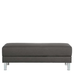 Wohnen Sofas<Bettfunktion Ecksofa in Anthrazit mit Chrom - Heavy (zweiteilig)