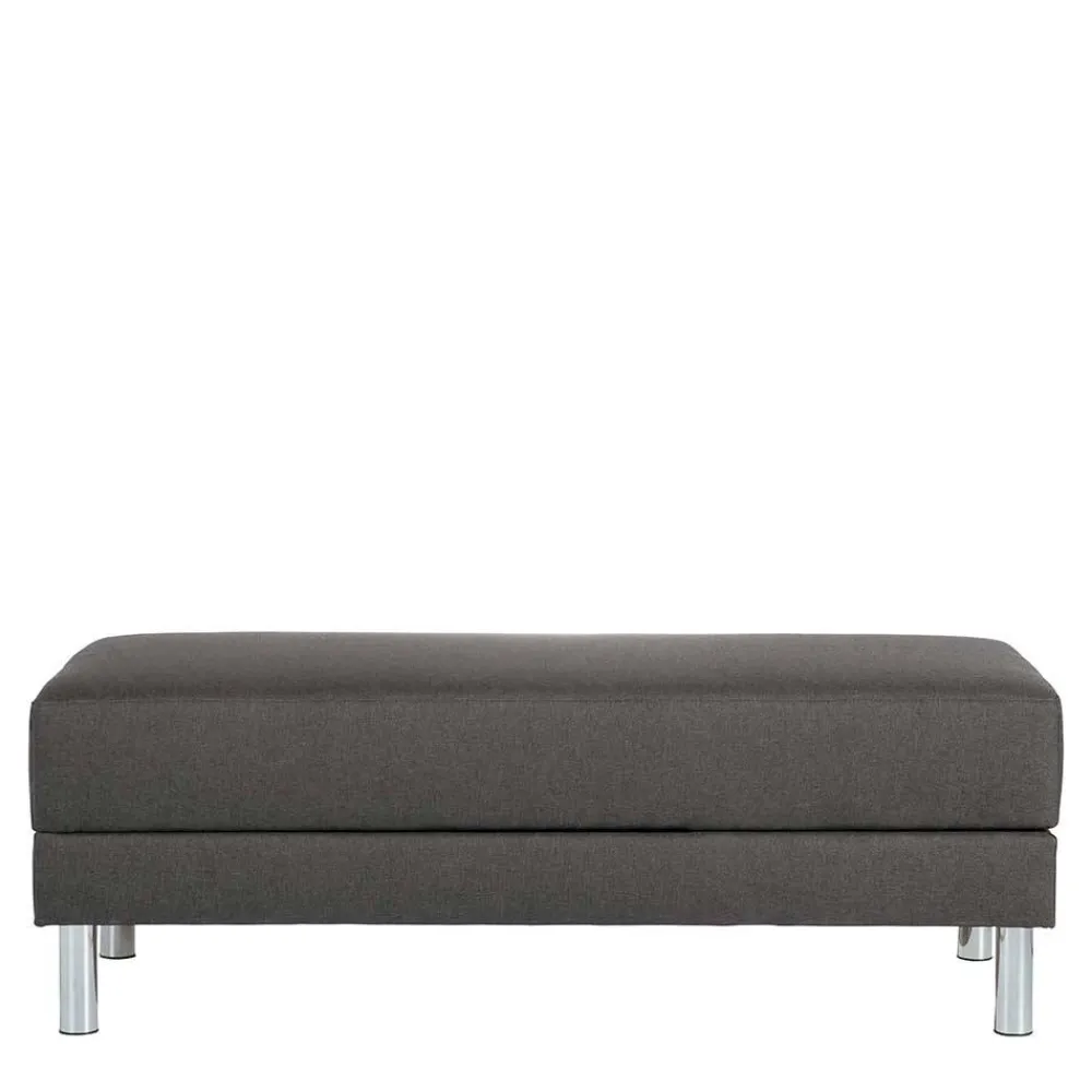 Wohnen Sofas<Bettfunktion Ecksofa in Anthrazit mit Chrom - Heavy (zweiteilig)