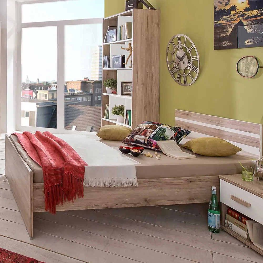 Wohnen Betten<Bettgestell in Holzoptik Eiche San Remo - Folio
