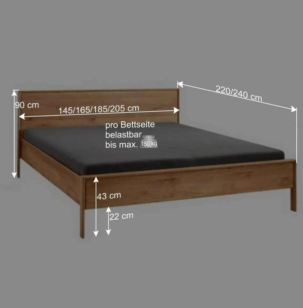 Wohnen Betten<Bettgestell und Nachtkommoden aus Holz - Waving (dreiteilig)