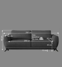 Wohnen Betten|Sofas<Bettsofa in Grau Stoff in Vintage Optik - Salcina