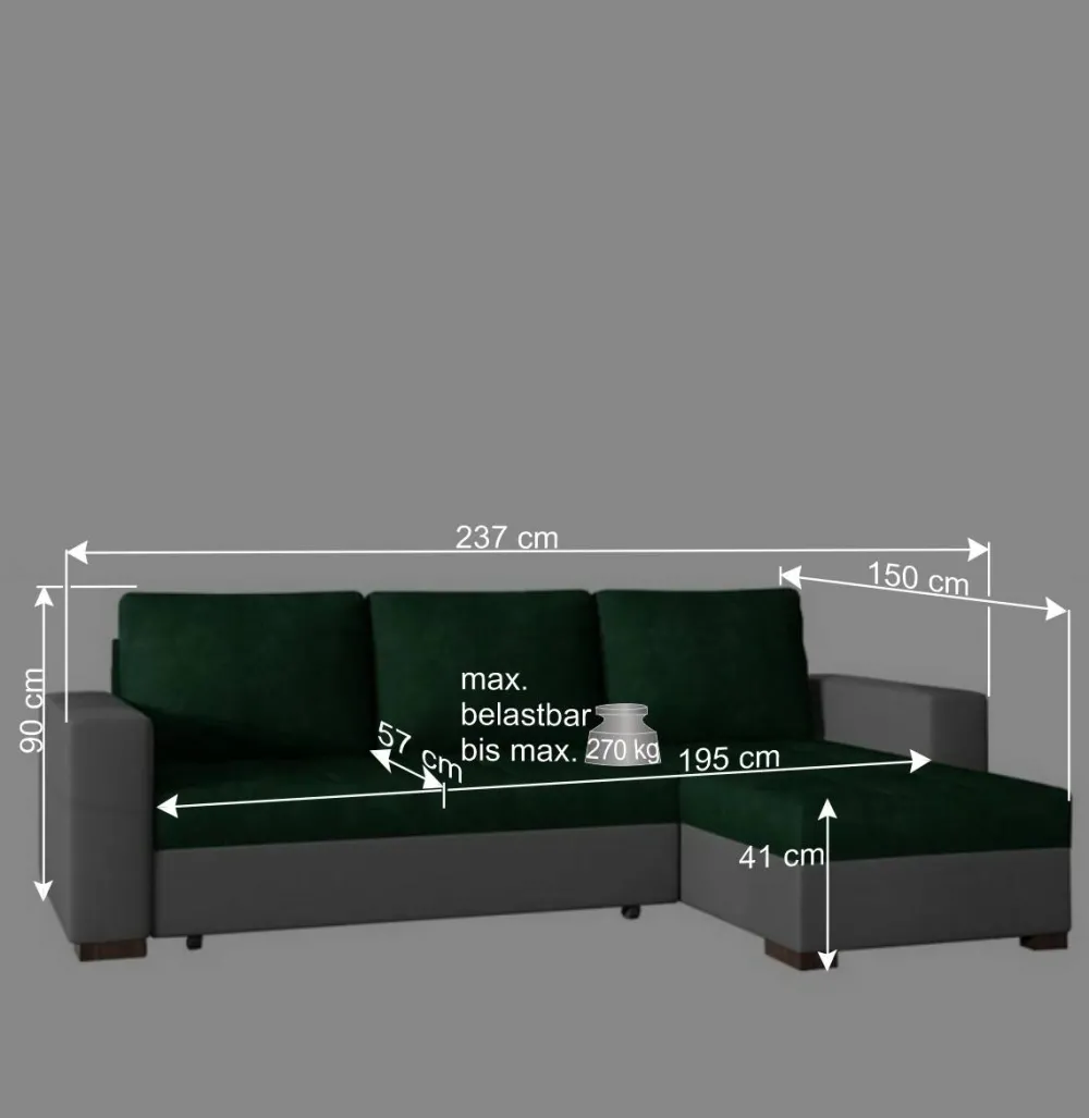 Wohnen Betten|Sofas<Bettsofa in Schwarzbraun Stoffbezug - Zyret