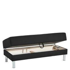 Wohnen Betten<Bettsofa mit Hocker in Schwarz mit Chrom - Farella (zweiteilig)