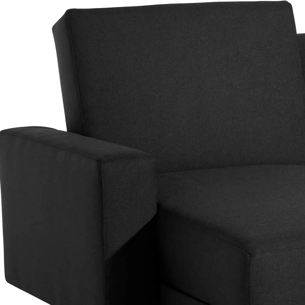 Wohnen Betten<Bettsofa mit Hocker in Schwarz mit Chrom - Farella (zweiteilig)