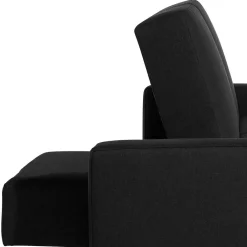 Wohnen Betten<Bettsofa mit Hocker in Schwarz mit Chrom - Farella (zweiteilig)