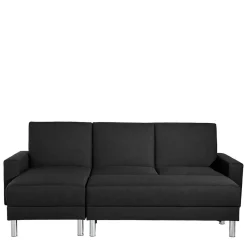 Wohnen Betten<Bettsofa mit Hocker in Schwarz mit Chrom - Farella (zweiteilig)