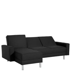 Wohnen Betten<Bettsofa mit Hocker in Schwarz mit Chrom - Farella (zweiteilig)