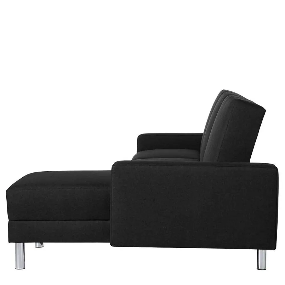 Wohnen Betten<Bettsofa mit Hocker in Schwarz mit Chrom - Farella (zweiteilig)