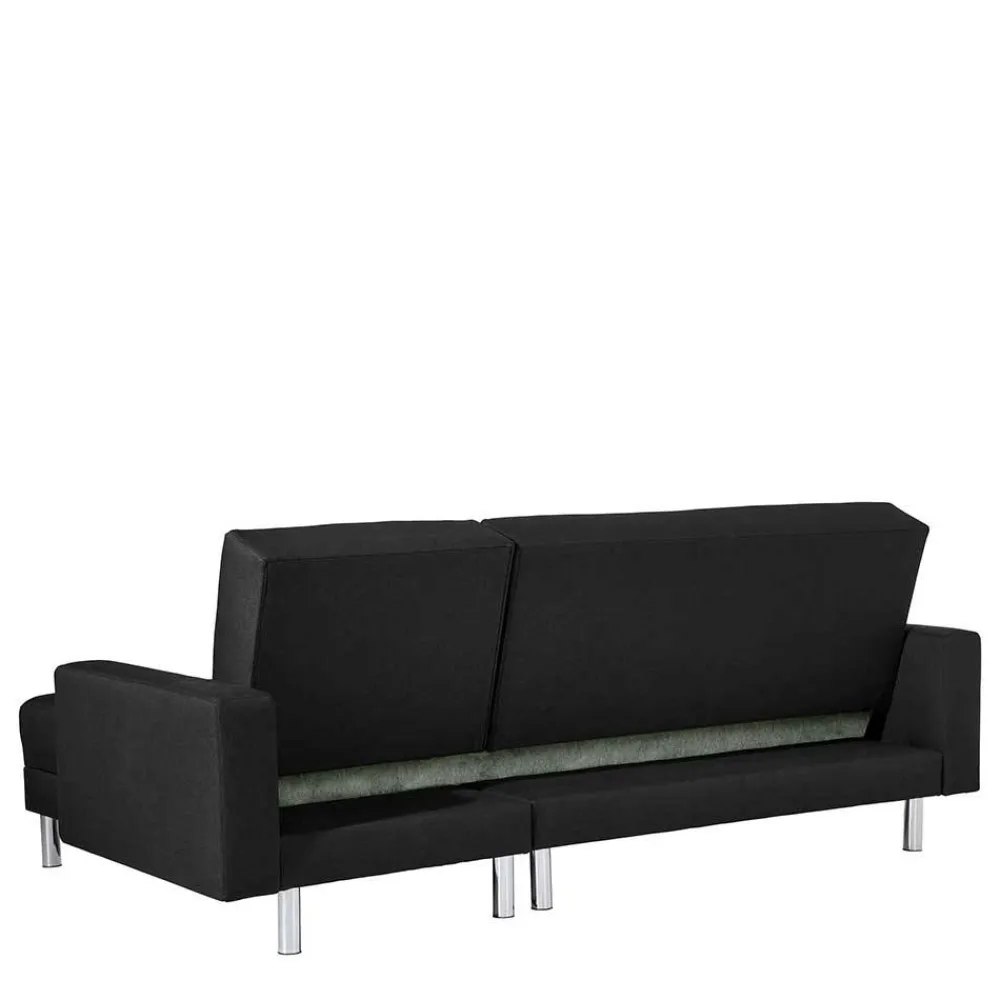 Wohnen Betten<Bettsofa mit Hocker in Schwarz mit Chrom - Farella (zweiteilig)