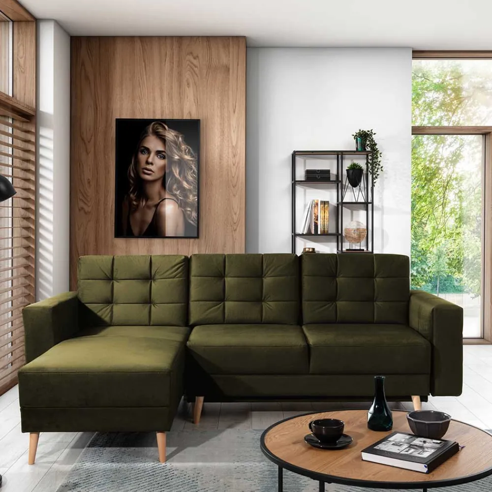 Wohnen Betten|Sofas<Bettsofa Polsterecke in Oliv Grün - Joshua