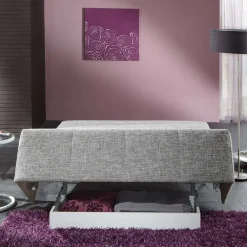 Wohnen Sofas|Betten<Bettsofa zum Ausklappen in hellem Silbergrau - Tropez