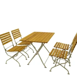 Wohnen Sitzgruppe<Biergarten Gartengarnitur aus Robinie & Stahl - Haita (fünfteilig)