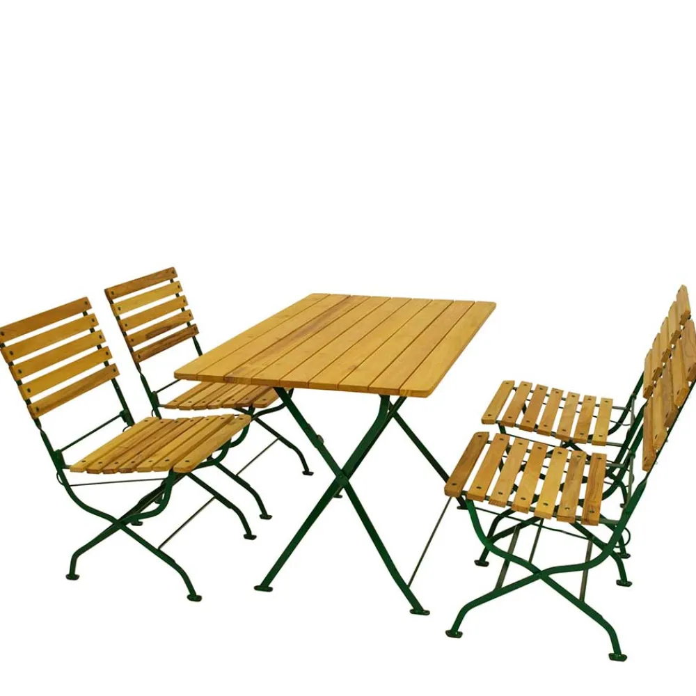 Wohnen Sitzgruppe<Biergarten Tischgruppe aus Robinie - Gracy (fünfteilig)