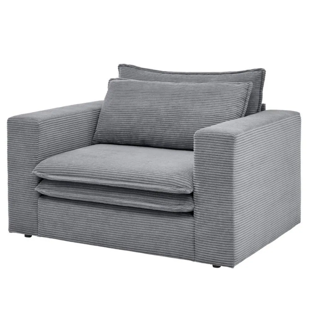 Wohnen Sessel<Big Sessel aus Cord in Anthrazit - Ruffos