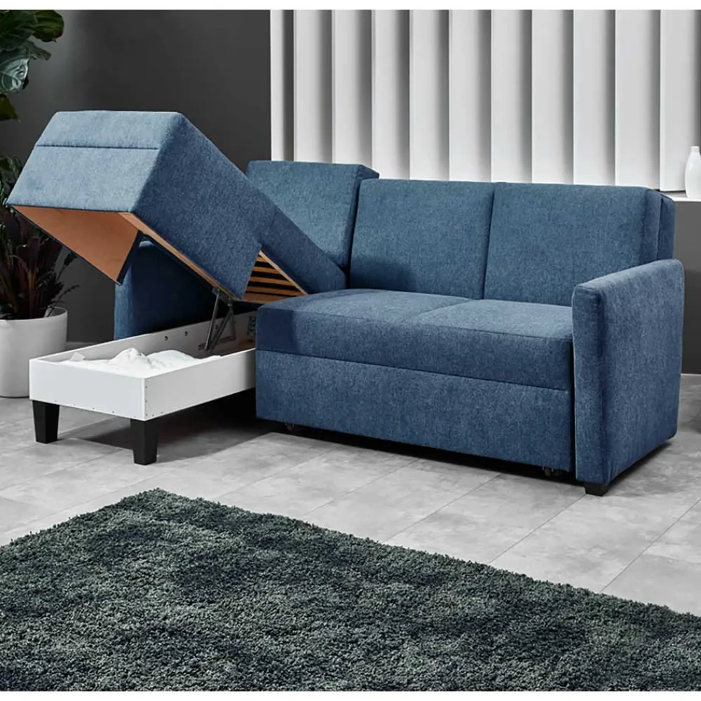 Wohnen Betten|Sofas<Blaue Funktionsecke mit Bettkasten - Buleta