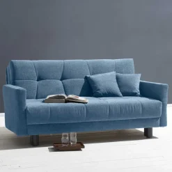 Wohnen Sofas<Blaue Klappcouch mit Stoffbezug Flachgewebe - Lech