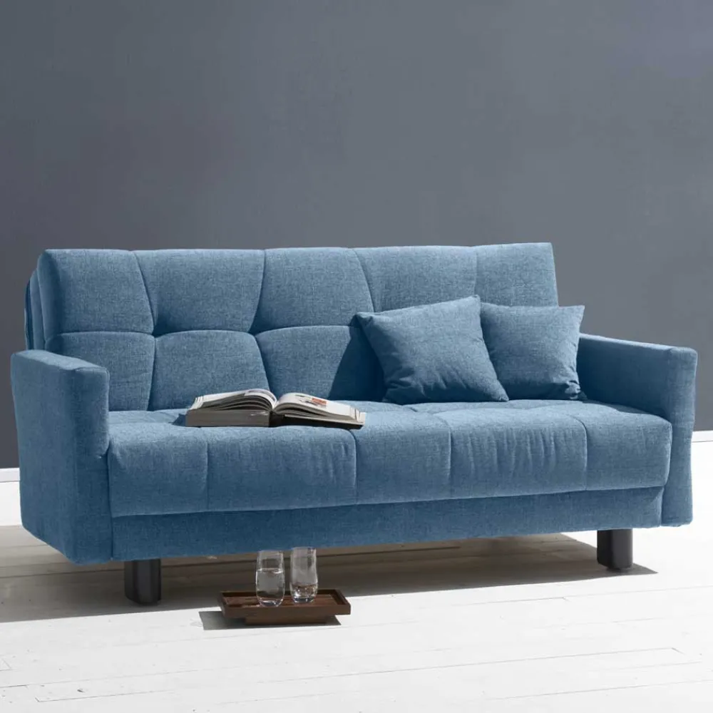 Wohnen Sofas<Blaue Klappcouch mit Stoffbezug Flachgewebe - Lech