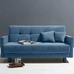 Wohnen Sofas<Blaue Klappcouch mit Stoffbezug Flachgewebe - Lech