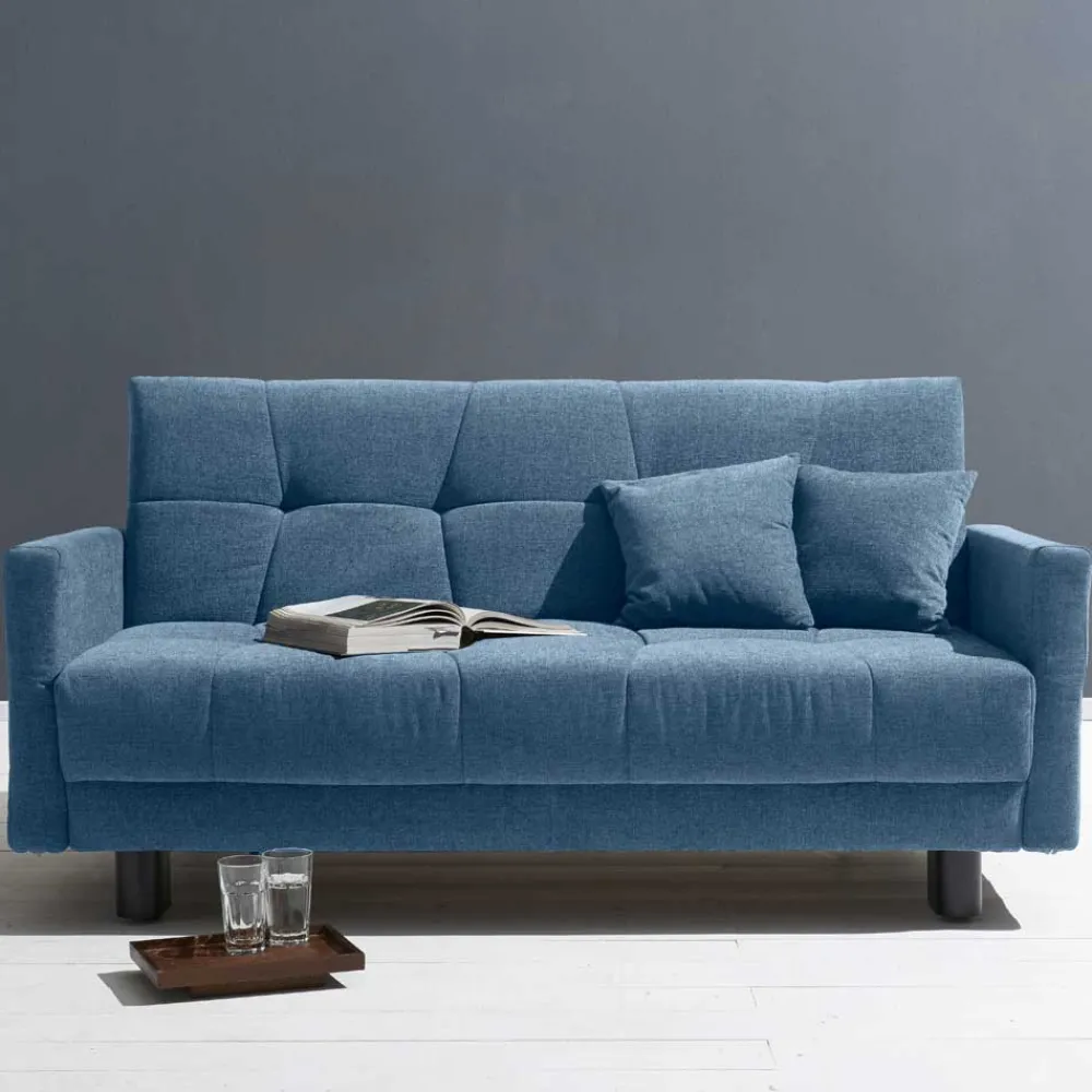 Wohnen Sofas<Blaue Klappcouch mit Stoffbezug Flachgewebe - Lech