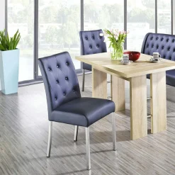 Wohnen Sitzgruppe<Blaue Polsterbank & Stühle mit Tisch - Lumbia (vierteilig)