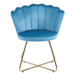 Wohnen Stühle<Blaue Samtstühle mit Muschel Design Lehne - Candelcero (2er Set)