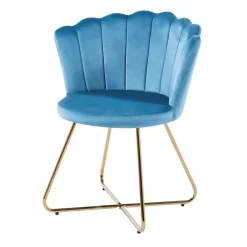 Wohnen Stühle<Blaue Samtstühle mit Muschel Design Lehne - Candelcero (2er Set)
