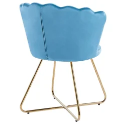 Wohnen Stühle<Blaue Samtstühle mit Muschel Design Lehne - Candelcero (2er Set)
