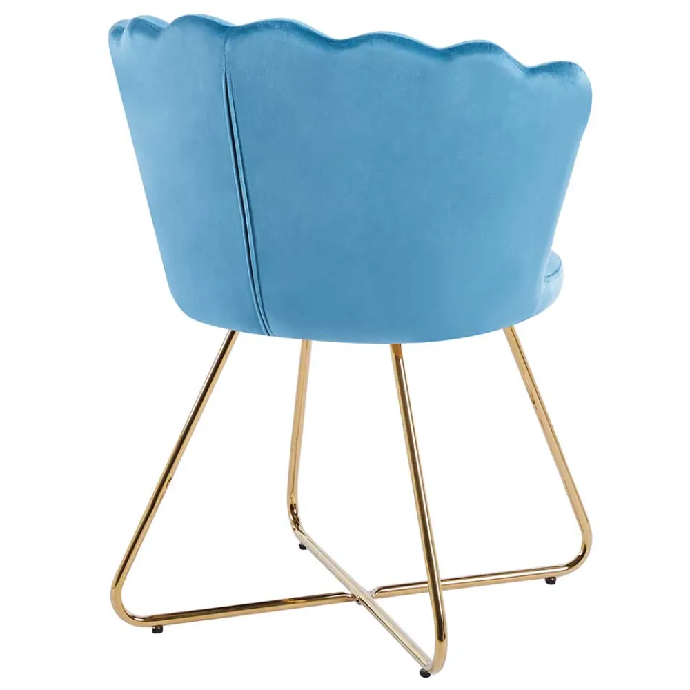 Wohnen Stühle<Blaue Samtstühle mit Muschel Design Lehne - Candelcero (2er Set)