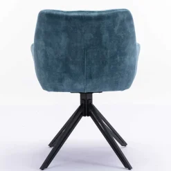 Wohnen Stühle<Blauer Armlehnenstuhl aus Velours - Paleara (2er Set)