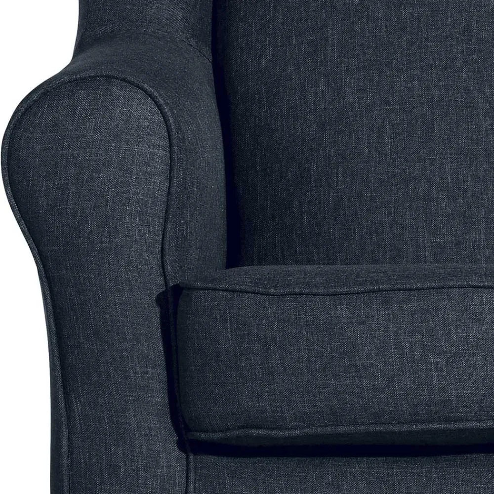 Wohnen Sessel<Blauer Ohrensessel mit Buche Beinen - Mag